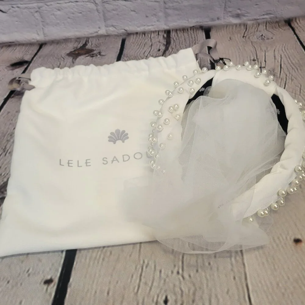 Lele Sadoughi Veil Imitation Pearl Satin Headband